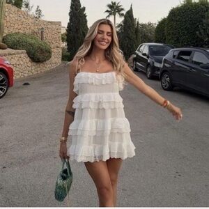 Zara White Layered Mini Dress